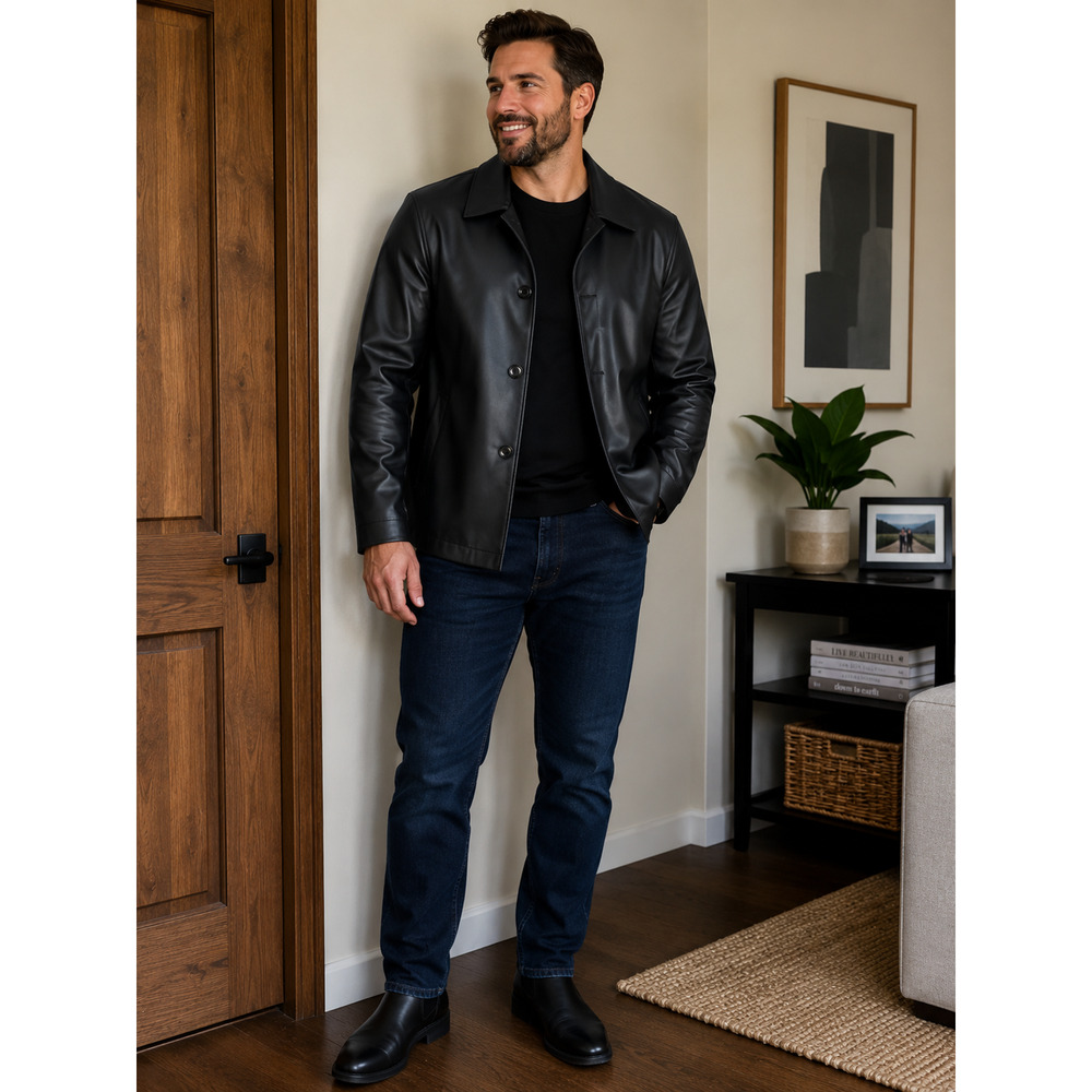 J. Ferrar Black Satin Button Front Jacket Medium Minimalist